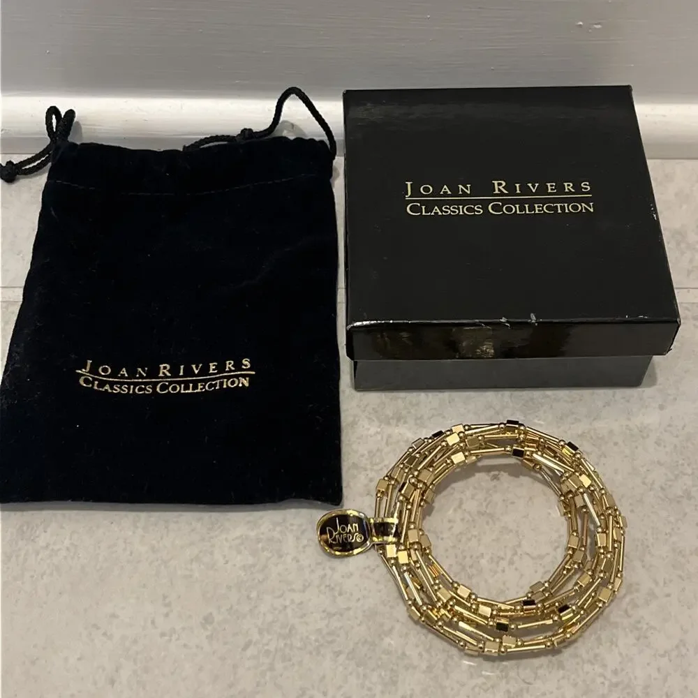 Ten Row Joan Rivers Memory Wire Gold Tone Wrap Bracelet NWT with Velvet Bag